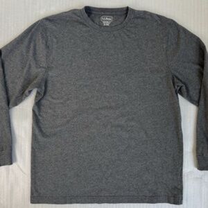 LL Bean Mens 100% Cotton Crew Neck Sweater Pullover Gray Medium